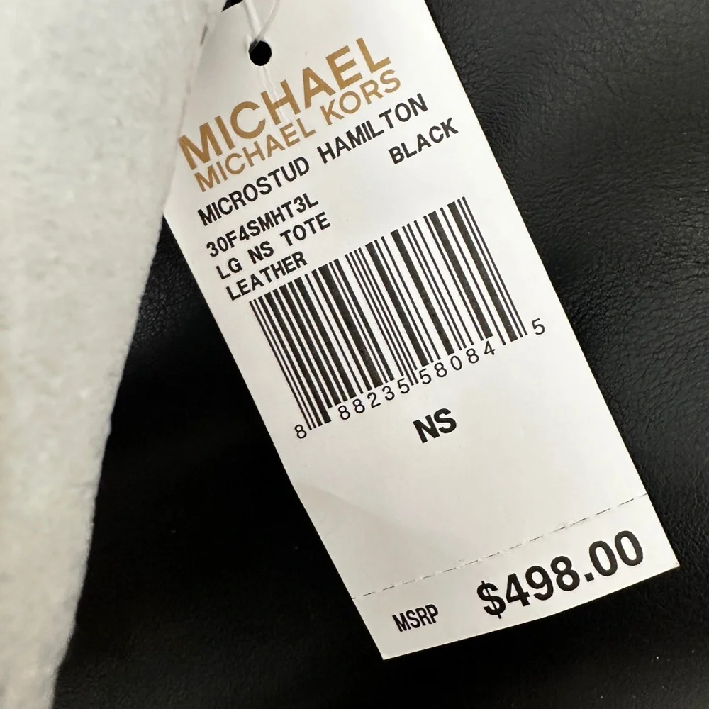 Michael Kors Black Studded Satchel with Silver MK Padlock